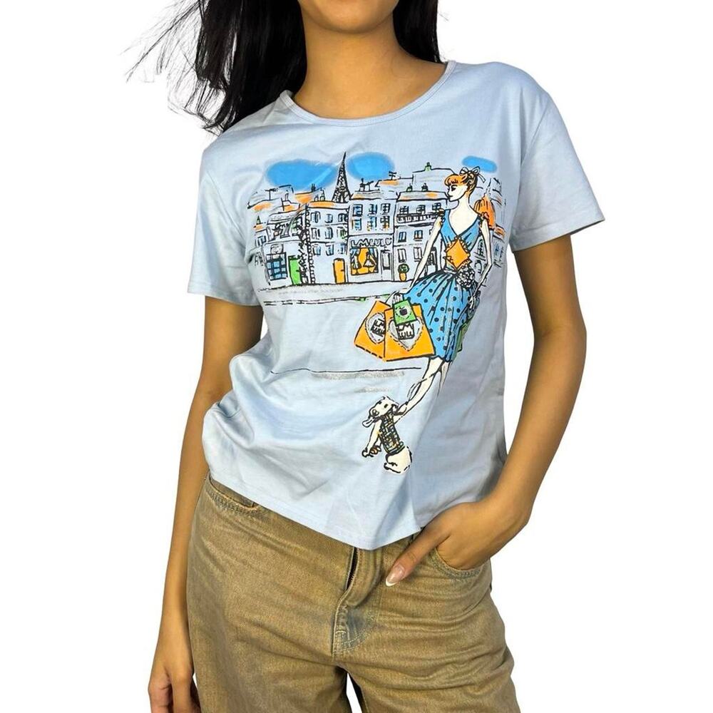 Custo Barcelona Acubi Baby Blue Retro Top